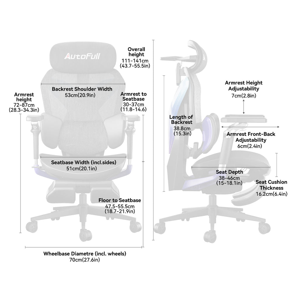 AutoFull G7 Custom Light-Up Mecha Ergonomic Gaming Chair | 3 Modes
