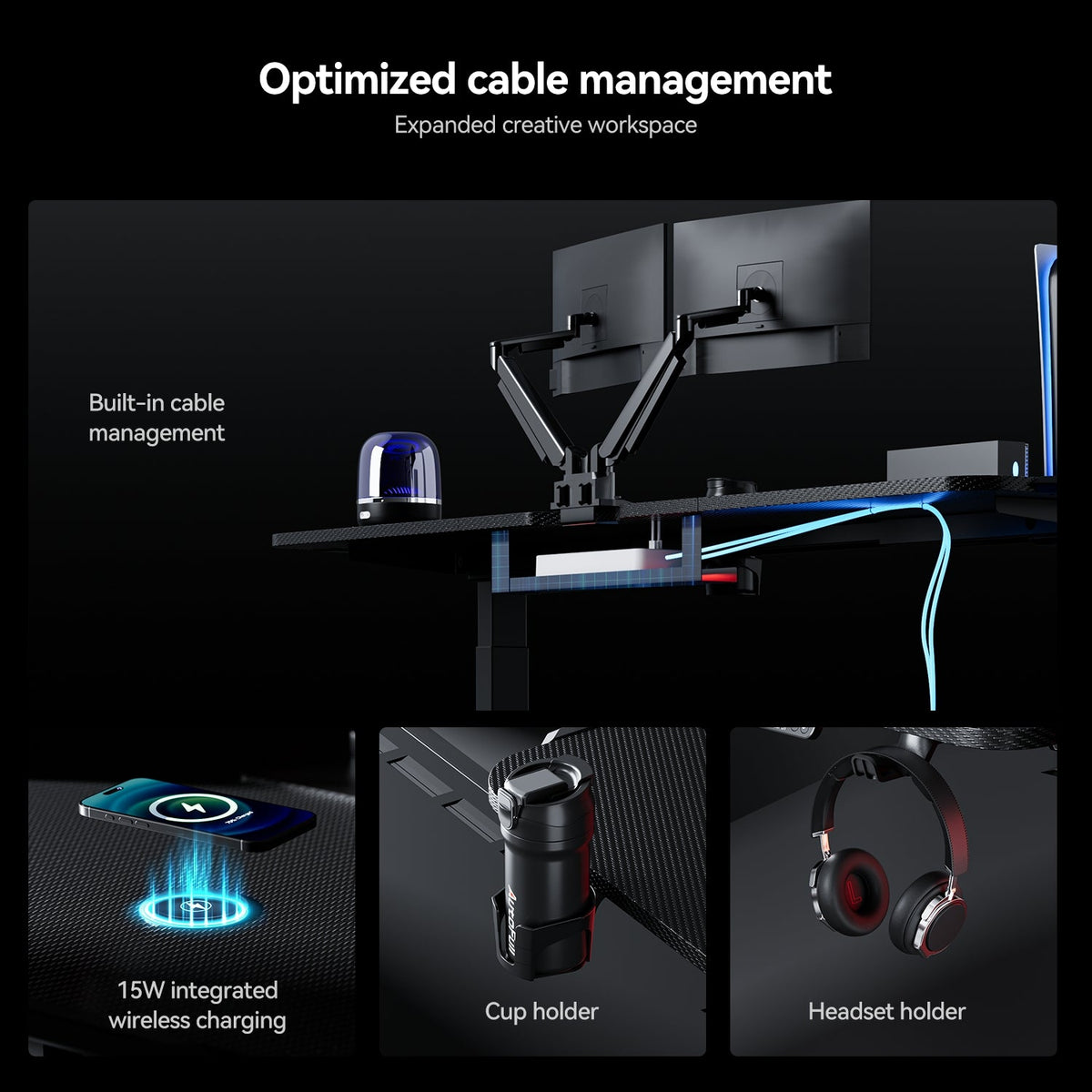 AutoFull A4 Pro RGB Gaming Desk [⚡Free Extended Mouse Pad⚡]
